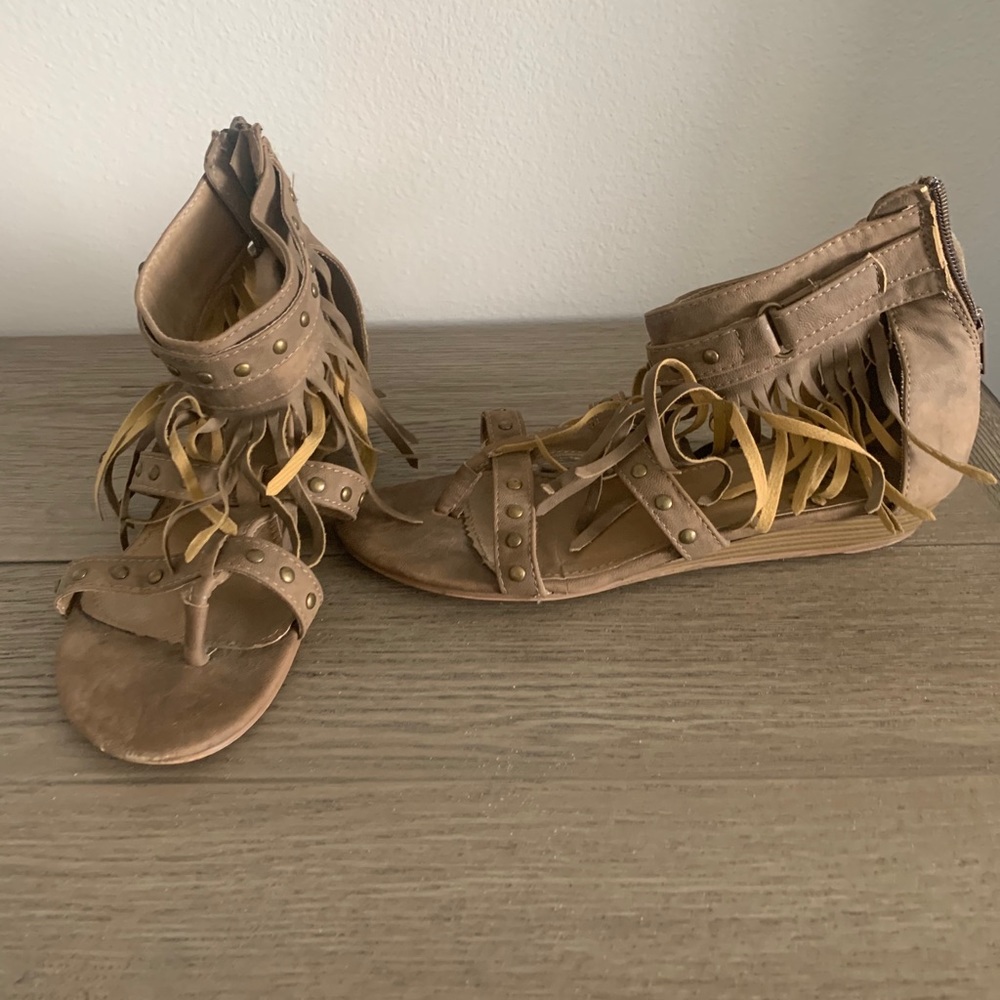 Native American Indian suede sandal fringe hippy